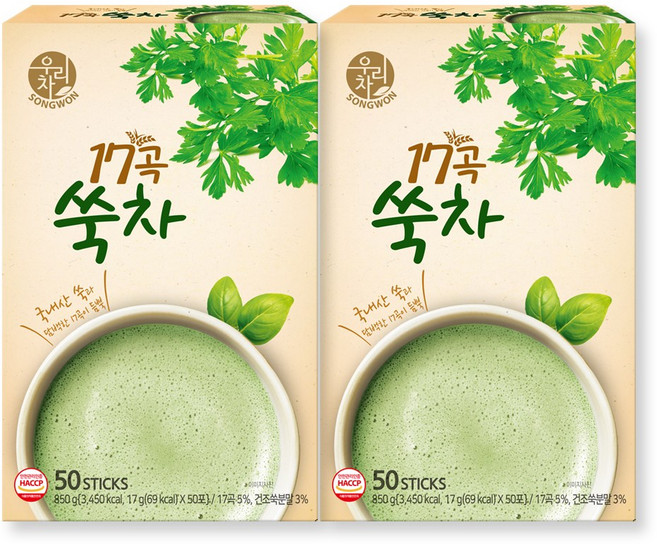 우리차 17곡쑥차, 17g, 50개입, 2개