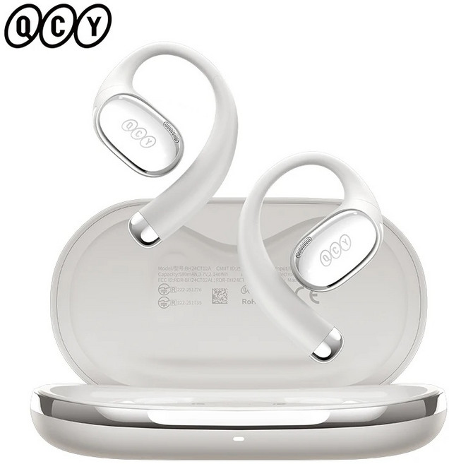 QCY Cros R70 오픈 이어 무선 헤드폰 LDAC OWS 이어폰으로 고해상도 저음 부스트 Bluetooth 60 이어훅 스포츠 이어버드 52시간, 02 CT02-LGREY, 01 CHINA, 1개