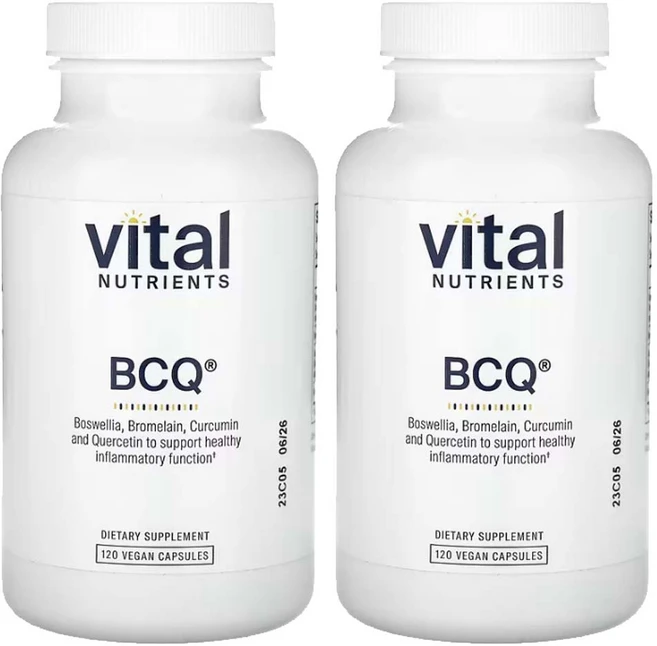 바이탈뉴트리언트 비씨큐 BCQ 보스웰리아 퀘르 세틴 브로멜라인 큐커민 120캡슐2통, 120정, 2개 - 쿠팡
