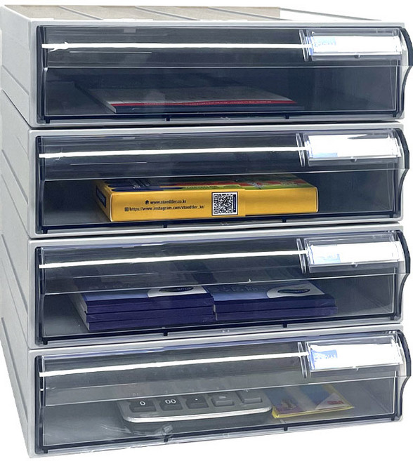 [국내생산 완제품] 시스템 멀티박스 부품 정리함 투명 조립식 수납함 멀티박스301 302 303, 1개, 301 4단