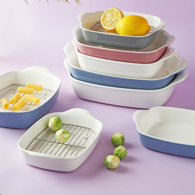 포르투칼 벨류세라믹 라고스 스톤웨어 밧드 스텐트레이 세트 3종 4컬러, 1세트, 핑크 21cm