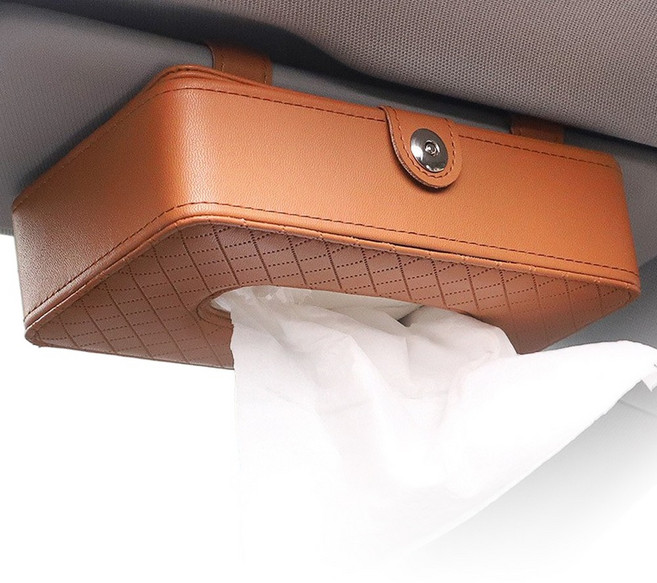 델라무드 대용량 차량용 휴지 케이스 걸이, 행잉 브라운, 1개