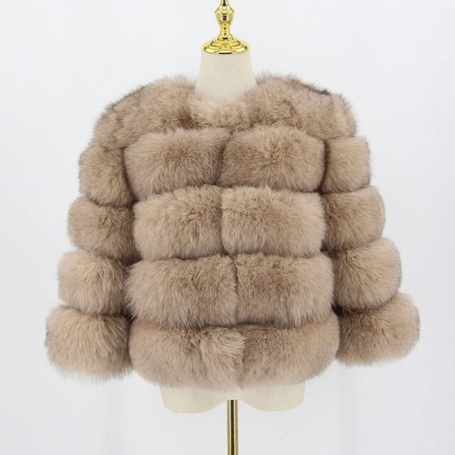 핑크 자바 진짜 여우 모피 코트 밍크코트