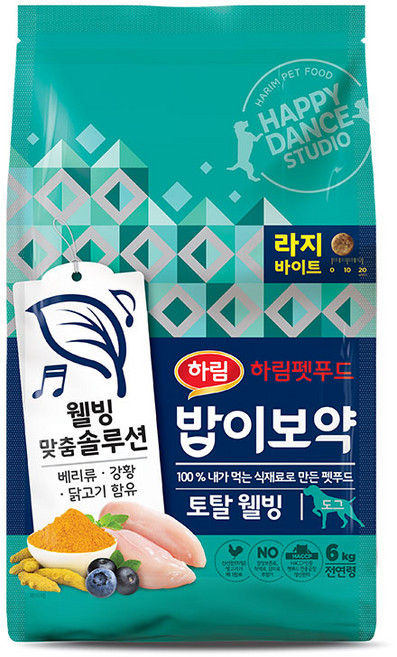 밥이보약 DOG 토탈웰빙 라지바이트 6kg, 토탈 웰빙, 1