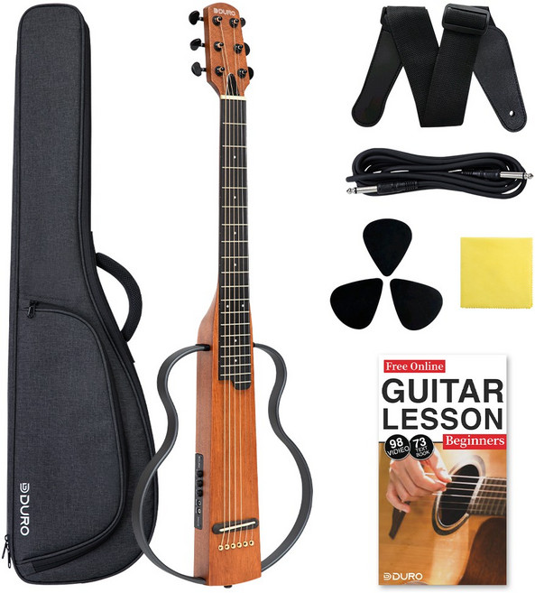 듀로 DSG10 사일런트기타 어쿠스틱 입문용 통기타 입문 휴대용 여행용 미니기타, 마호가니