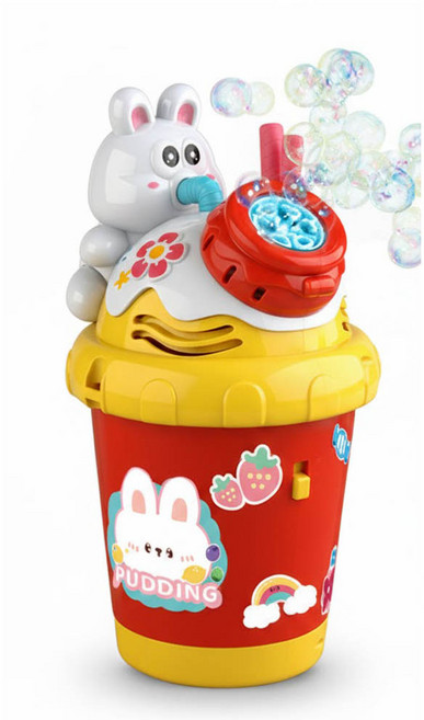 全自動奶昔泡泡槍 可愛電動泡泡槍 杯子音樂泡泡機 自動泡泡機 告白、求婚、派對使用 中秋煙火, 兔兔奶昔泡泡杯, 1個