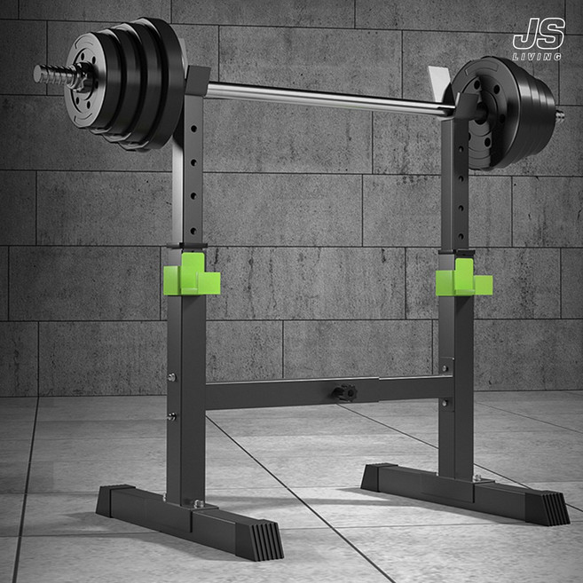 JS리빙 가정용 아령 역기 덤벨 거치대 헬스 실내 운동기구 바벨 스쿼트 렉 받침대 덤벨 스탠드 정리대 역기봉 보관 높이조절 너비조절 홈트 / MD:CLB-01261_BA010125