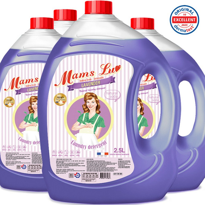 맘스럽 딥클린 라벤더향 액체세제 프리미엄 베이킹소다, 2.5L, 4개
