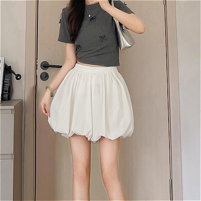 SAHINER 여성 버블 스커트 A라인 여름 데일리룩