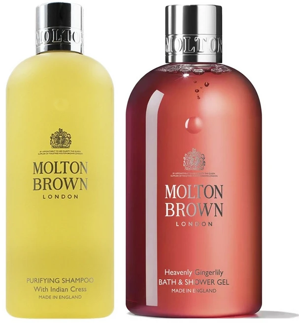 몰튼브라운 런던 퓨리파잉 샴푸 인디안 크레스 300ml + 헤븐리 진저릴리 배스 앤 샤워 젤 300ml, 1세트 - 쿠팡