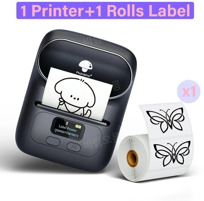 3D프린터 M110 열 무선 라벨 휴대용 블루투스 스티커 미니 바코드 메이커 가격 태그 DIY, M110 Black, 1개