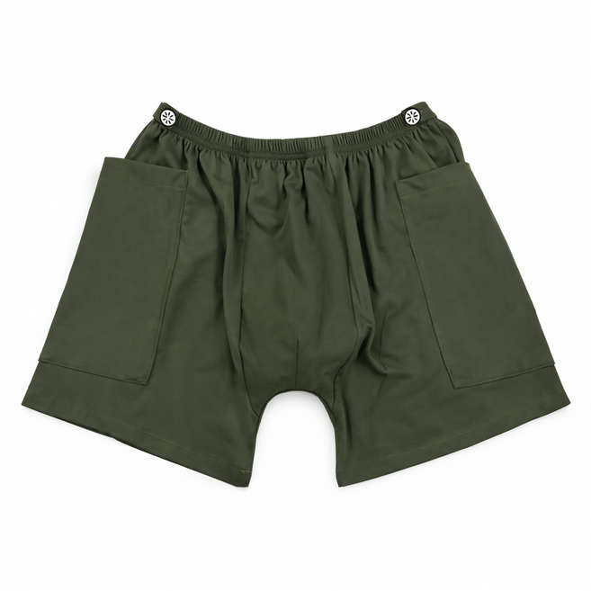 아띠꼴로 환자 소변줄 바지 소변주머니 반바지 장루 포켓 용품, XL, 남성용카키, 1개