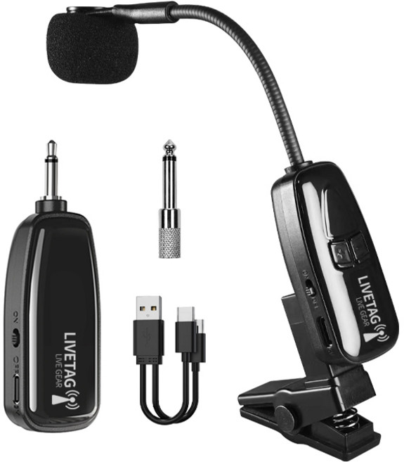 라이브텍 M10S 색소폰 핀마이크 무선 금관악기