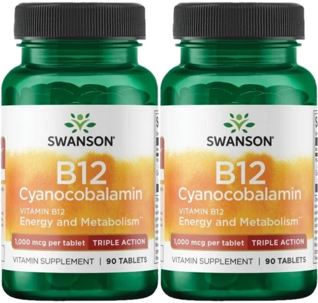 스완슨 비타민 B12 시아노코발라민 1000mcg, 90정, 2팩, 90정 - 쿠팡