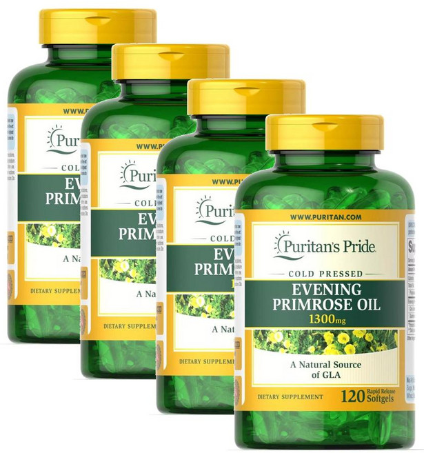 퓨리탄스프라이드 이브닝프림로즈오일 1300mg 위드 GLA 소프트젤 Puritans Pride Evening Primrose Oil GLA, 4개, 120정
