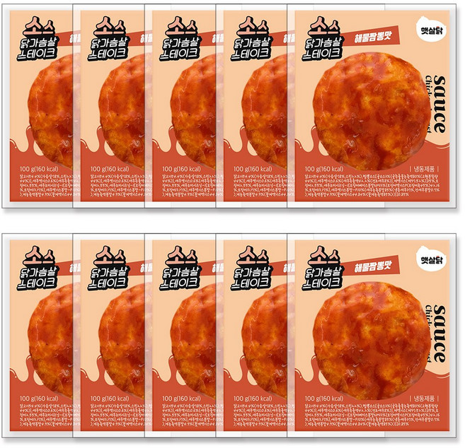 소스 닭가슴살 스테이크 해물짬뽕맛 1kg(100gX10팩), 없음, 100g, 10개