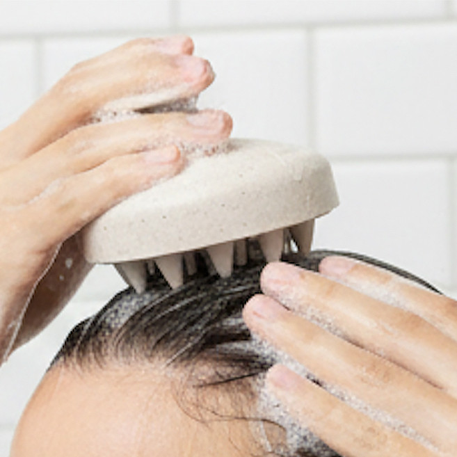 누띤 두피 마사지 실리콘 샴푸 브러쉬, 1개, 화이트