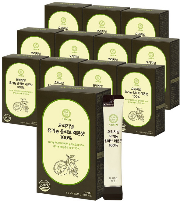아르디엠 오리지널 유기농 올리브 레몬샷 100% 올레샷, 210g, 12박스