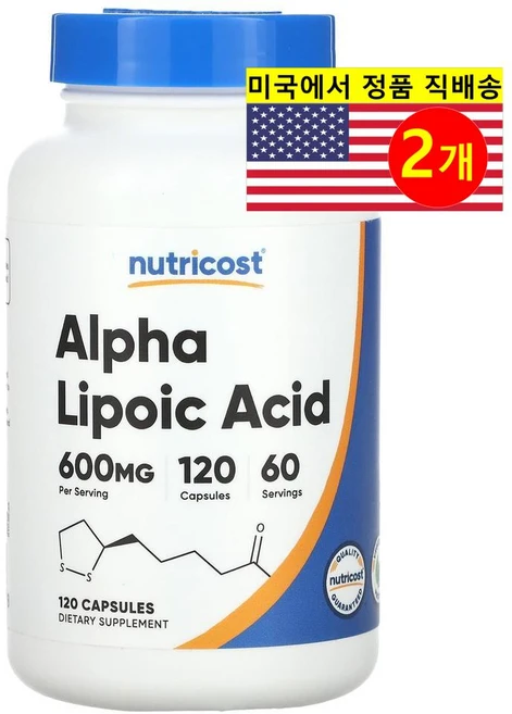 Nutricost 알파리포산 300mg Alpha-Lipoic Acid, 120정, 2개 - 쿠팡