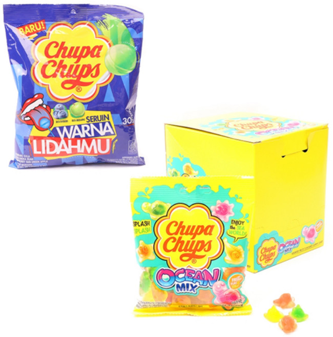 이호 편의점 간식 배달 츄파춥스 오션믹스 젤리 츄파춥스 블루 사탕 아이들 간식 배달 사무실간식, 츄파춥스블루+오션믹스젤리, 1개, 1세트