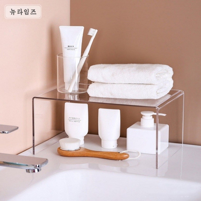 YAPOGI 투명 아크릴 테이블 다용도 수납 선반 주방 싱크대 상부장 하부장 책상 냉장고 정리대 다용도 다목적, 가로 26cm 세로 17cm 높이 15cm