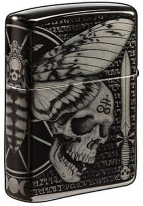 [모터스파이] 차량용 라이터 모양 튜닝 스티커 포인트 디자인 데칼, B.지포 블랙해골