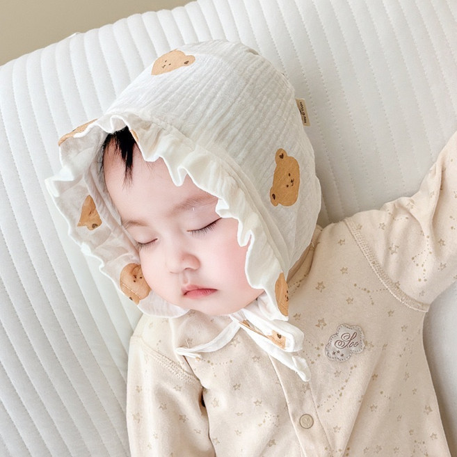 you & yuan 泰迪熊造型嬰兒帽 純棉寶寶胎帽