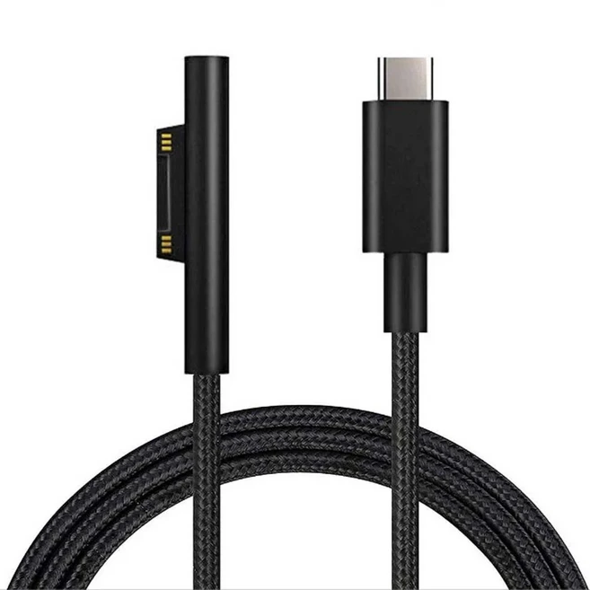 1.8m 15V 3A USB C 타입 충전 케이블 PD 고속 어댑터 공급 코드 (마이크로소프트 서피스 프로 GO 8 7 6 4, 01 Black Braid