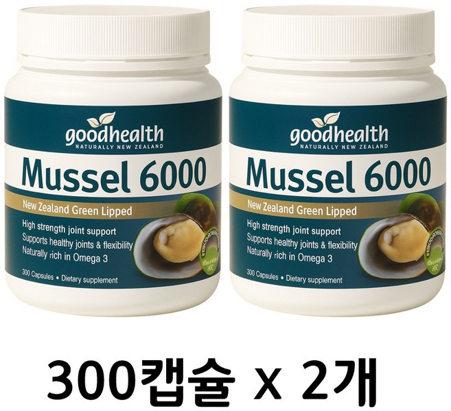 굿헬스 [고함량] GOOD HEALTH 뉴질랜드 초록홍합 푸른 6000MG 300캡슐, 2개, 300정