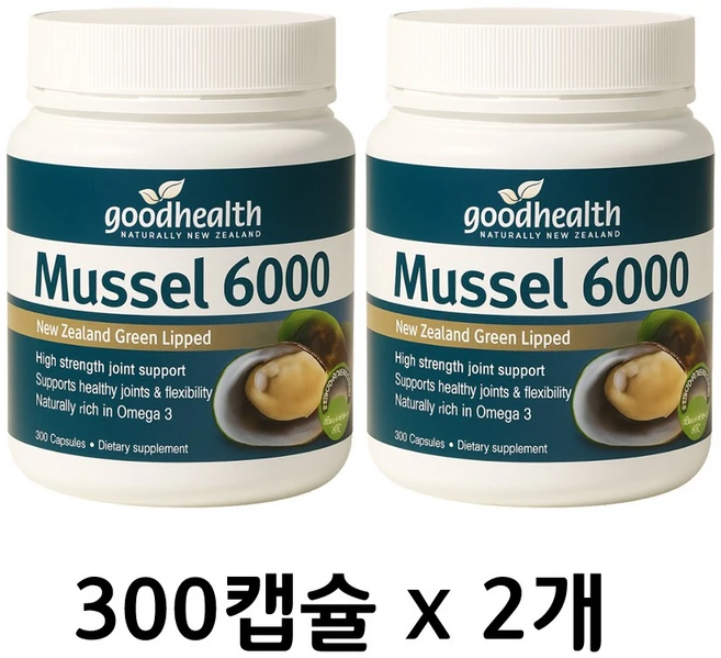 굿헬스 [고함량] GOOD HEALTH 뉴질랜드 초록홍합 푸른 6000MG 300캡슐, 2개, 300정 - 쿠팡