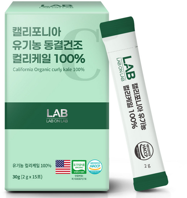 랩온랩 캘리포니아 유기농 동결건조 컬리케일 곱슬케일, 1개, 30g