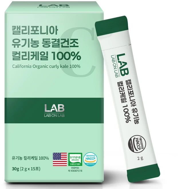 랩온랩 캘리포니아 유기농 동결건조 컬리케일 곱슬케일, 1개, 30g - 쿠팡