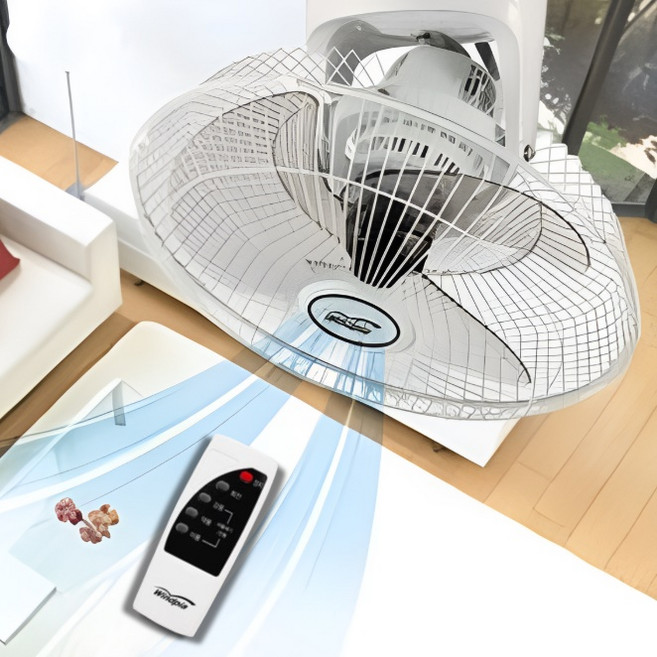 WJelec 거실 천장형 선풍기 업소용 천정 선풍기, 리모컨 사무실 매장 식당 공장 영업용 천정형 선풍기