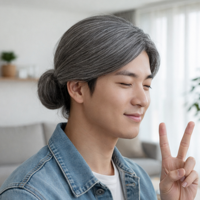 할머니 가발 파티 소품 코스프레 아이템 쓸데없는선물, 1개, 혼합색상