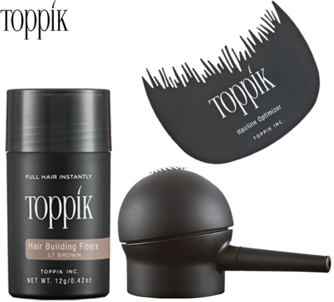 TOPPIK 토픽 흑채 밝은갈색 12g+에어펌프+옵티마이저 천연양모케라틴 증모제 새치커버 에어쿠션, 1개, 토픽 밝은갈색12g+에어펌프+옵티마이저 - 쿠팡