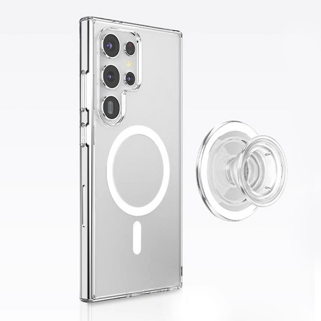 삼성 s24 울트라 케이스+스마트톡 세트 맥세이프 그립 톡 케이스 갤럭시 s24+ s25 울트라 마그네틱 투명 젤리케이스