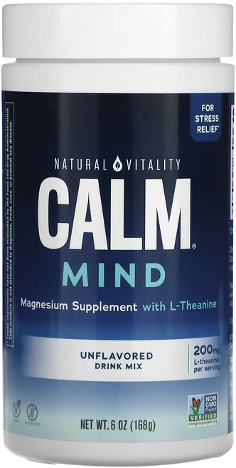 Natural Vitality CALM 마인드 마그네슘(l-테아닌 함유) 보충제 드링크 믹스 무맛 168g(6oz), NaturalVitalityCALM마인드마그네슘l테아닌, 168g, 1개 - 쿠팡