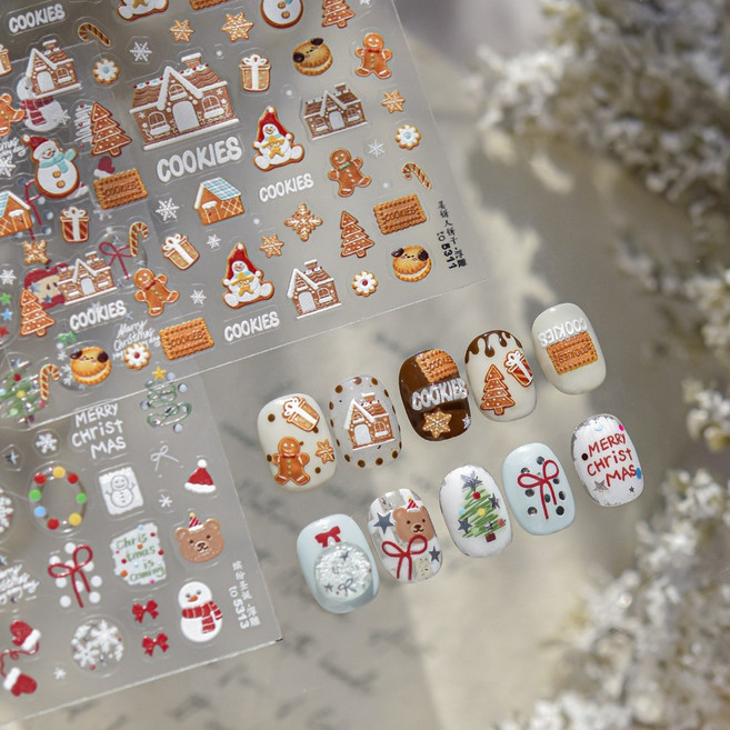 키라데이 스노우 쿠키 네일스티커, 1개, 브라운
