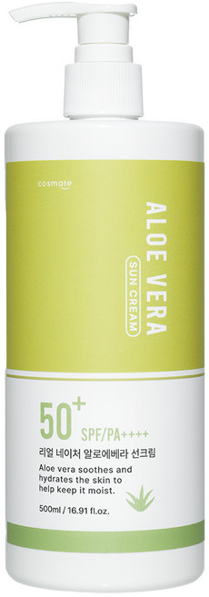 코스메이트 리얼 네이처 알로에베라 선크림 SPF50+ PA++++, 1개, 500ml