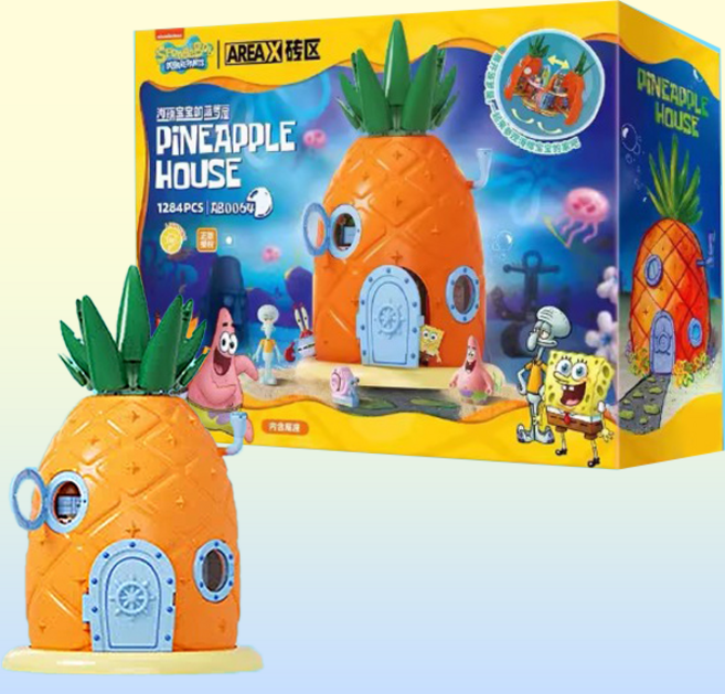 AREAX 스폰지밥 파인애플 하우스 블럭놀이 조립놀이, 1개