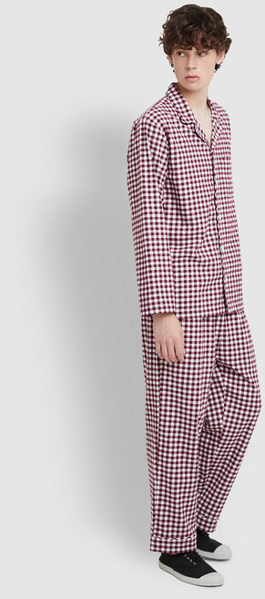 [JAJU/자주] 남 플란넬 파자마 세트_다크 버건디