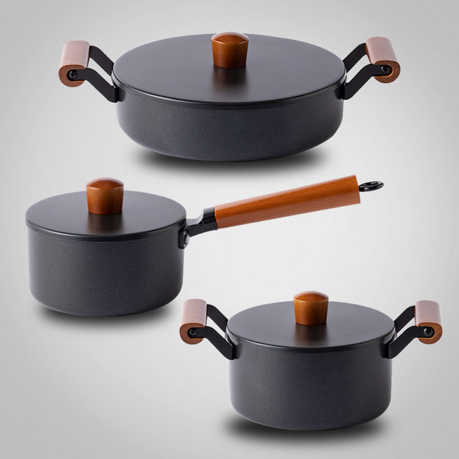 블랙팟 스텐 냄비 3종세트 (16편수/18양수/24전골)/인덕션호환, 1개