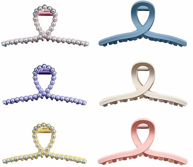 워더미 톤다운 파스텔 컬러 빅사이즈 형광 진주 집게핀 6종 세트 CHZ328