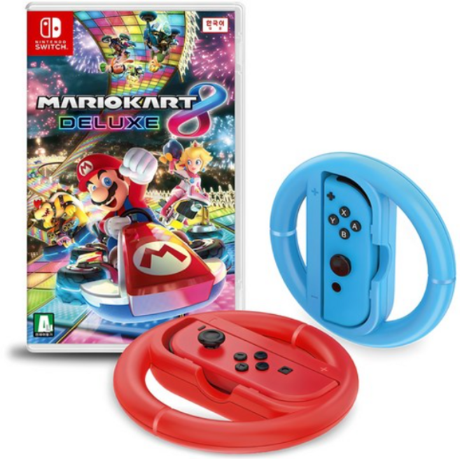 닌텐도 스위치 마리오카트 8 디럭스 한글판 + 스위치 레이싱 휠 2p 랜덤발송, 단일상품(마리오카트8 디럭스+휠2p랜덤/닌텐도정품)