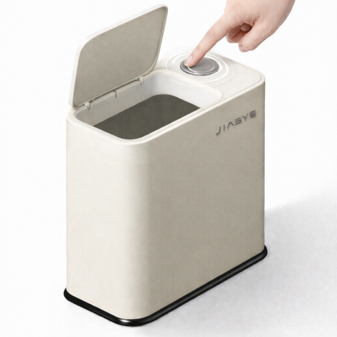 erhos 원터치 틈새 냄새차단 쓰레기통 아이보리 16L