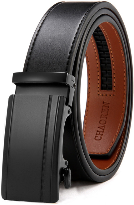 CHAOREN 남성 벨트 소가죽 자동 버클 정장 캐주얼 허리띠 고급 패션 조절가능 선물 세트