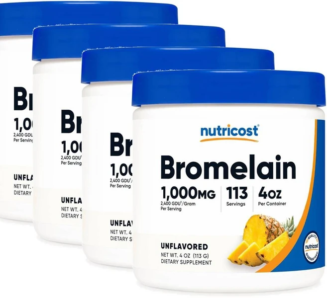 뉴트리코스트 브로멜라인 1000mg 파우더 Nutricost Bromelain, 113g, 4개 - 쿠팡
