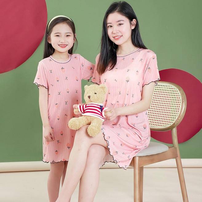 母女裝童衣 親子裝 女童家居服 短袖長版上衣 少女居家洋裝 睡衣 兒童睡衣 居家服