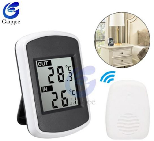 실내 및 실외 무선 전송 기능 온도 측정기 LCD 모니터 가정용 온도계, 1개, 한개옵션0