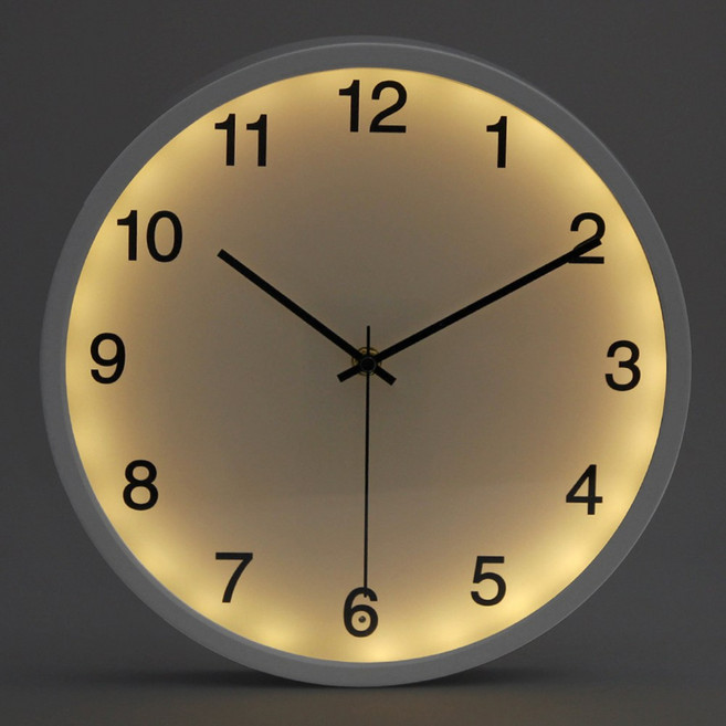 8무드 굿나잇 사운드감지 무선 LED 조명 무드등 무소음 벽시계, 화이트